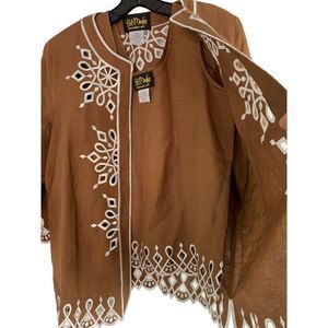 Bob Mackie 2 Piece Tank Set Sz M Top Cardigan Linen Wearable Art  NWOT 6385 Scal